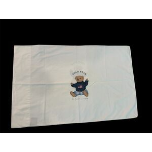 Polo Bear by Ralph Lauren Flag Teddy King Size Pillow Case 19 x 35 VINTAGE